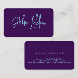 Carte De Visite Simple élégante calligraphie bleue violet