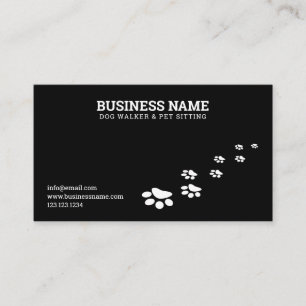 Carte De Visite Simple Empreinte de patte blanc et noir Chien marc