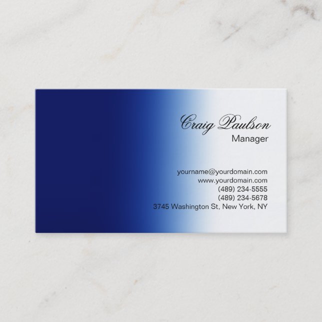 Carte de visite simple en bleu foncé (Devant)