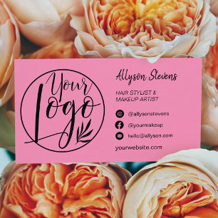 Carte De Visite Simple et chic maquillage de cheveux rose logo pho