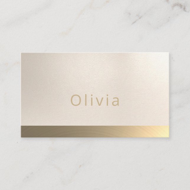 Carte De Visite Simple et élégant Beige Faux Gold Professionnel (Devant)