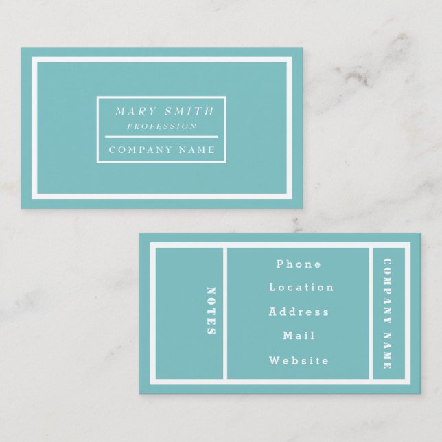 Carte De Visite Simple et moderne Aqua Sky (Devant / Derrière)