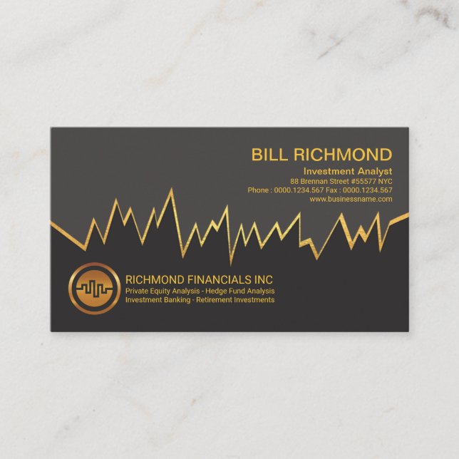 Carte De Visite Simple Faux Gold Stock Index Graphique Financial (Devant)