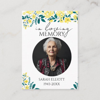 Carte De Visite Simple floral Funeral Memorial Prayer Photo Card