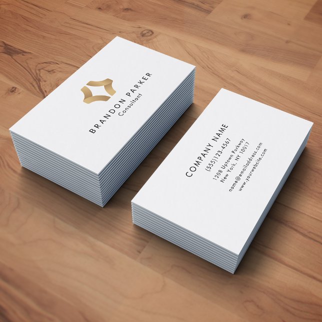 Carte De Visite Simple Gold Professional Logo Entrepreneur (Créateur téléchargé)
