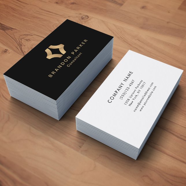 Carte De Visite Simple Gold Professional Logo Entrepreneur (Créateur téléchargé)