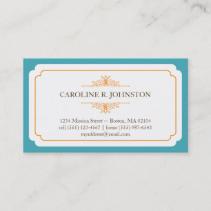 Carte De Visite Simple grâce solide cadre turquoise simple appel p