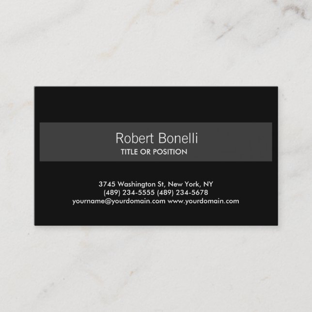 Carte de visite simple gris noir (Devant)