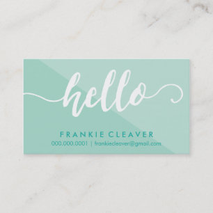 Carte De Visite SIMPLE HELLO SCRIPT à main de type menthe blanc