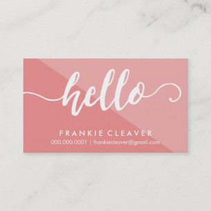 Carte De Visite SIMPLE HELLO SCRIPT à main type corail blanc