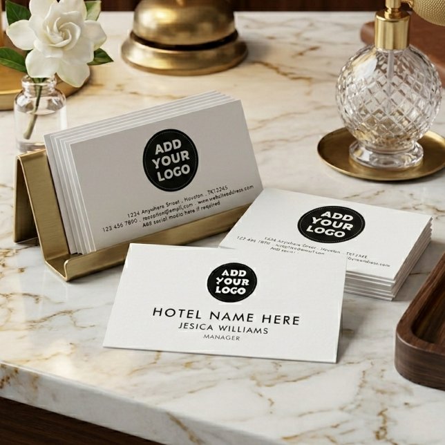 Carte De Visite Simple Hotel Logo Name with Job Title Qr Code (Créateur téléchargé)