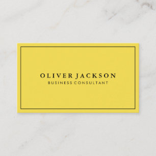 Carte De Visite Simple Jaune avec bordure noire minimaliste