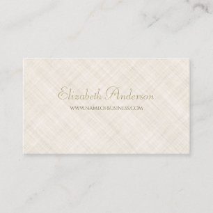 Carte De Visite Simple Linge Beige Motif Élégant Script or