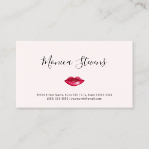 Carte De Visite Simple maquillage artiste chic lèvres roses et cod