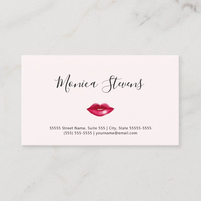 Carte De Visite Simple maquillage artiste chic lèvres roses et cod (Devant)