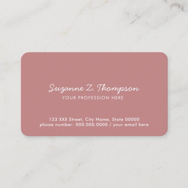 Carte De Visite simple & minimal basic old-rose professional (Devant)