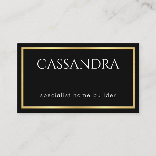 Carte De Visite Simple Minimalist Gold Frame Your Name  (Devant)