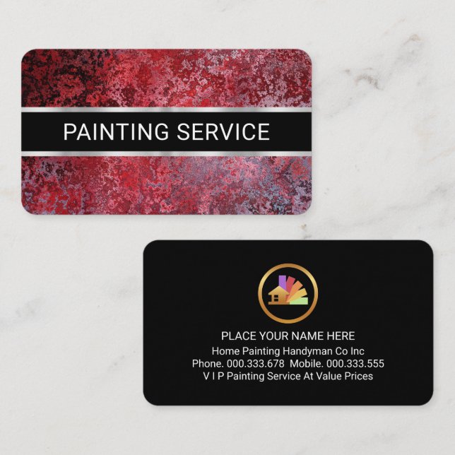 Carte De Visite Simple Minimalist Red Grunge Painter (Devant / Derrière)