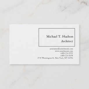 Carte De Visite Simple minimaliste Architecte simple blanc classiq