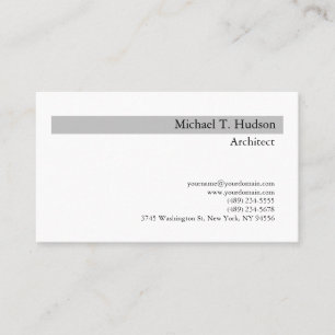 Carte De Visite Simple minimaliste Architecte simple gris blanc