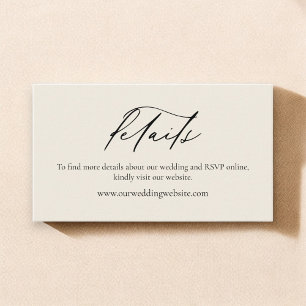 Carte De Visite Simple minimaliste Beige Neutre Détails Mariage