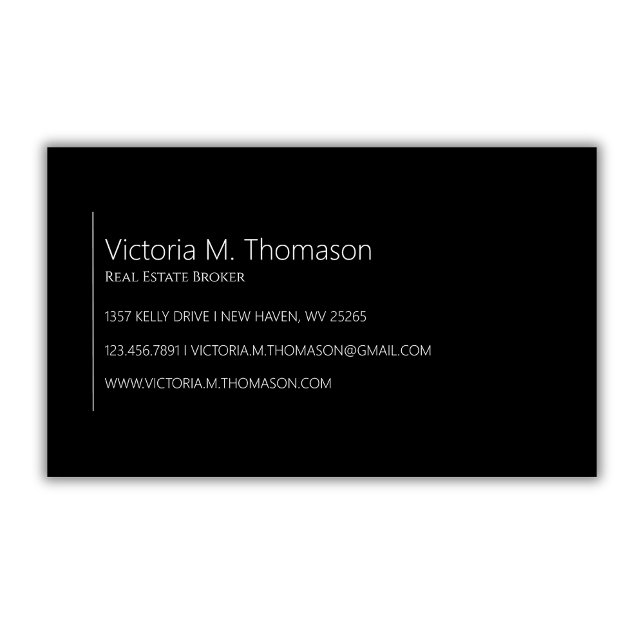 Carte De Visite Simple minimaliste Black Real Estate Professional (Créateur téléchargé)