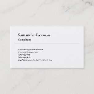 Carte De Visite Simple minimaliste blanc clair classique