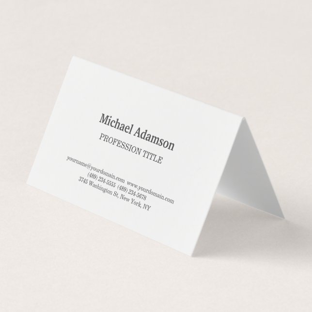 Carte De Visite Simple minimaliste blanc classique élégant (Devant)