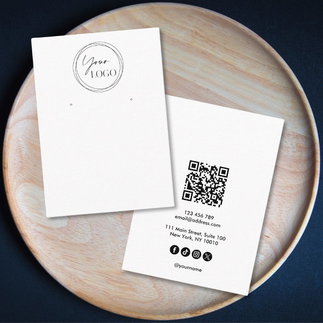 Carte De Visite Simple minimaliste de votre logo d'entreprise Code (simple minimalist jewellery display card with your logo and qr code)