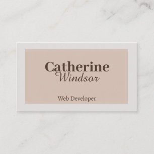 Carte De Visite Simple minimaliste Gris Brown Pastel Web Developer