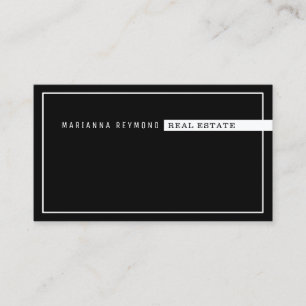 Carte De Visite Simple minimaliste & moderne, immobilier noir