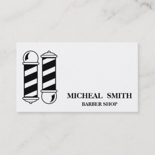 Carte De Visite Simple minimaliste noir et blanc Barber Shop Busi