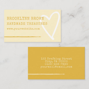 Carte De Visite Simple minimaliste Pastel Jaune Cute Coeur Graphiq