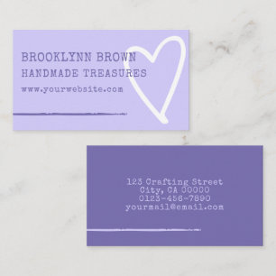 Carte De Visite Simple minimaliste Pastel Lilac Coeur mignon Graph
