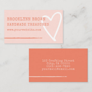 Carte De Visite Simple minimaliste Pastel Orange Cute Heart Graphi