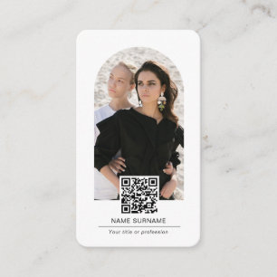 Carte De Visite Simple Modern arch QR code photo