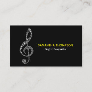 Carte De Visite Simple Modern Music Note Nom complet avec texte bl
