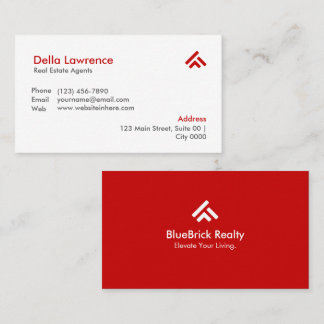 Carte De Visite Simple Modern Red Real Estate Agent Realtors 