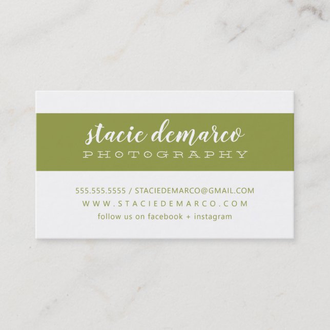 Carte De Visite SIMPLE MODERNE BANDE claire vert olive blanc clair (Devant)