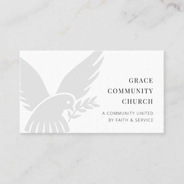 Carte De Visite Simple moderne Black & White Dove Church (Devant)