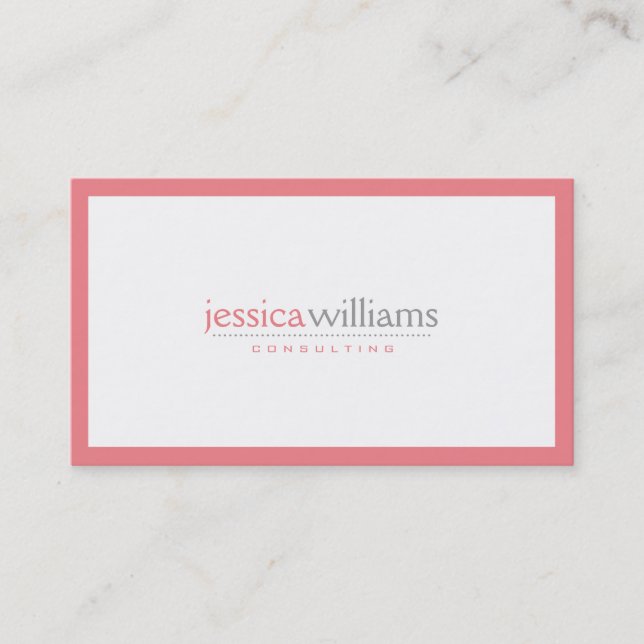 Carte De Visite Simple Moderne Blanc Avec Bordure Rose (Devant)