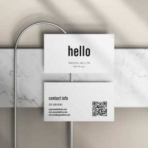Carte De Visite Simple moderne blanc et noir Hello