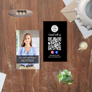 Carte De Visite Simple Moderne Code QR   Réseaux Sociaux & Photo