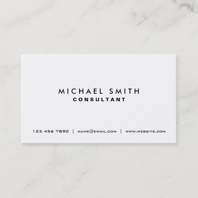 Carte De Visite Simple moderne élégant blanc simple professionnel (Devant)
