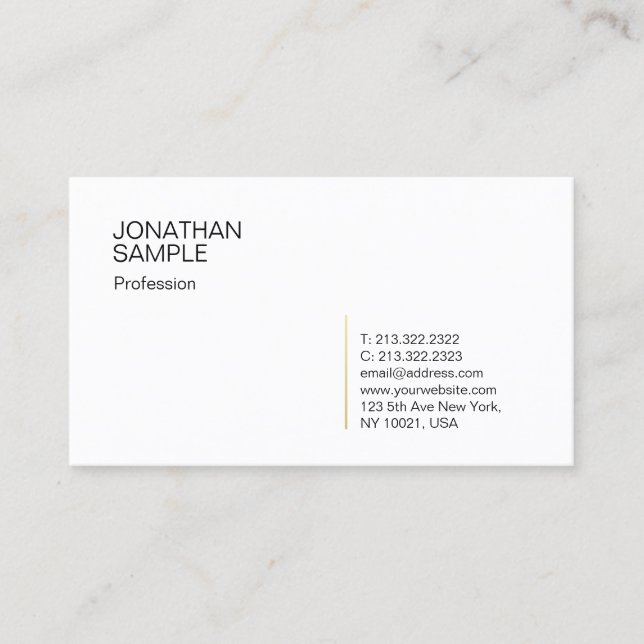 Carte De Visite Simple moderne élégant professionnel blanc Or (Devant)
