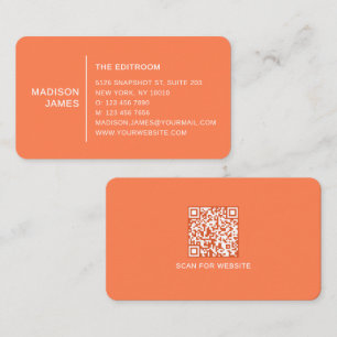 Carte De Visite Simple Moderne Minimaliste Code QR Corail