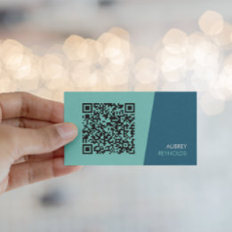 Carte De Visite Simple moderne minimaliste QR Code bleu vert