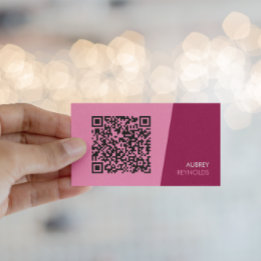 Carte De Visite Simple moderne minimaliste QR Code rose