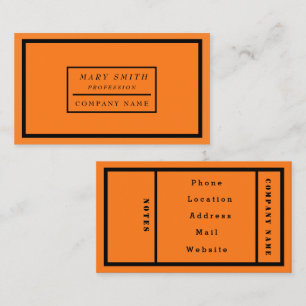 Carte De Visite Simple moderne Neon Fluorescent Orange