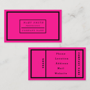 Carte De Visite Simple moderne Neon Fluorescent rose